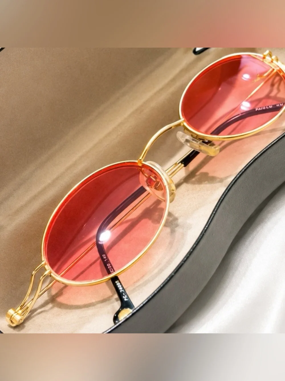 VERY RARE Authentic Gucci Coogi Brand Name Gold Metal Frame Pink Tint Sunglasses